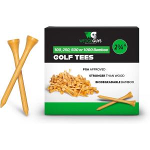 imageWedge Guys Bamboo Golf Tees 234quot  100250500 or 1000 pcs  Extra Durable ampamp Stronger Than Wood Tees  Biodegradable ampamp Less Friction  PGA Professional Approved Golf Tees Bulk Bag