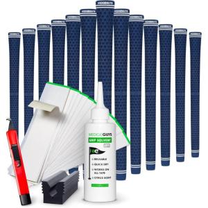 imageWedge Guys GLP Velvet Golf Grips 13 Pack with Deluxe Grip Kit  All Weather Performance with Tour Level Traction  in WhiteBlack ampamp StandardMidsizeBlue