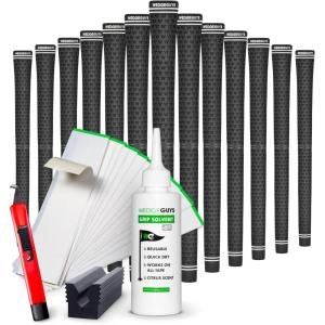 imageWedge Guys GLP Velvet Golf Grips 13 Pack with Deluxe Grip Kit  All Weather Performance with Tour Level Traction  in WhiteBlack ampamp StandardMidsizeBlack