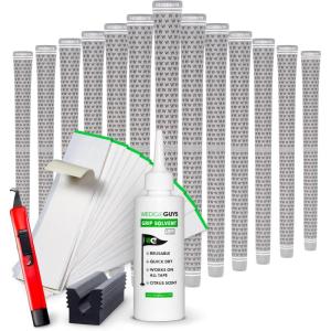 imageWedge Guys GLP Velvet Golf Grips 13 Pack with Deluxe Grip Kit  All Weather Performance with Tour Level Traction  in WhiteBlack ampamp StandardMidsizeGray