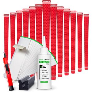 imageWedge Guys GLP Velvet Golf Grips 13 Pack with Deluxe Grip Kit  All Weather Performance with Tour Level Traction  in WhiteBlack ampamp StandardMidsizeRed