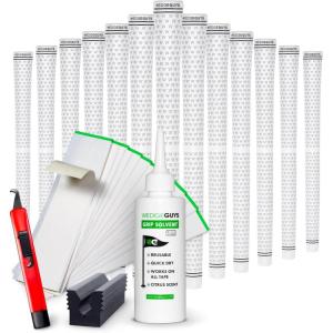 imageWedge Guys GLP Velvet Golf Grips 13 Pack with Deluxe Grip Kit  All Weather Performance with Tour Level Traction  in WhiteBlack ampamp StandardMidsizeWhite
