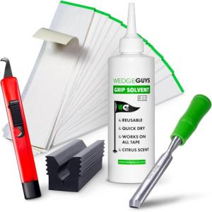 imageWedge Guys Golf Grip Kits for Regripping Golf Clubs  Professional Quality  Options Include Hook Blade 15 or 30 Tape Strips 5 or 8 oz Solvent Grip Tape Remover Bench Vise ampamp Rubber ClampElite Grip Kit
